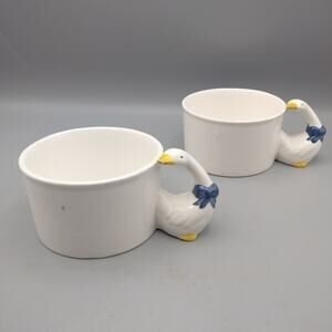 Vintage Set Of 2 House Of Lloyd Goose Handle Ceramic Hand Painted Mug Soup Bowl